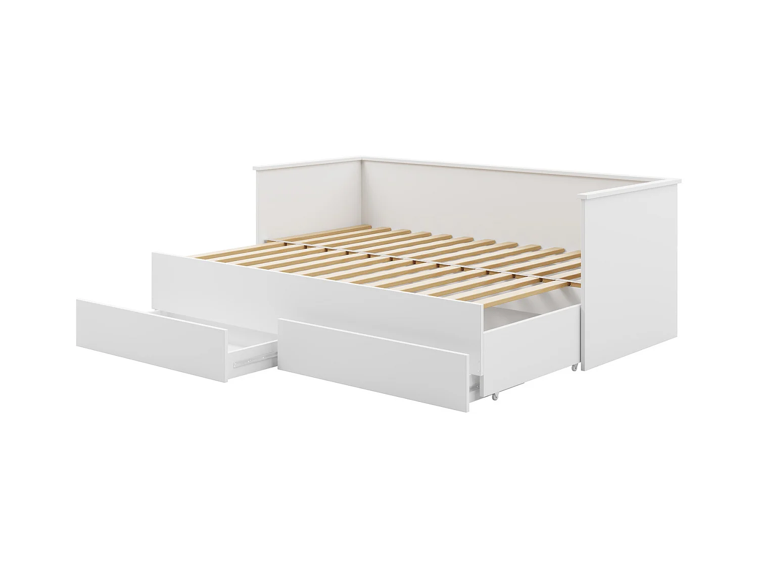 Cama Doble Blanca 200x160 cm – Incluye Estructura, Base y 2 Colchones, Diseño Moderno y Robusto para Dormitorio Matrimonial