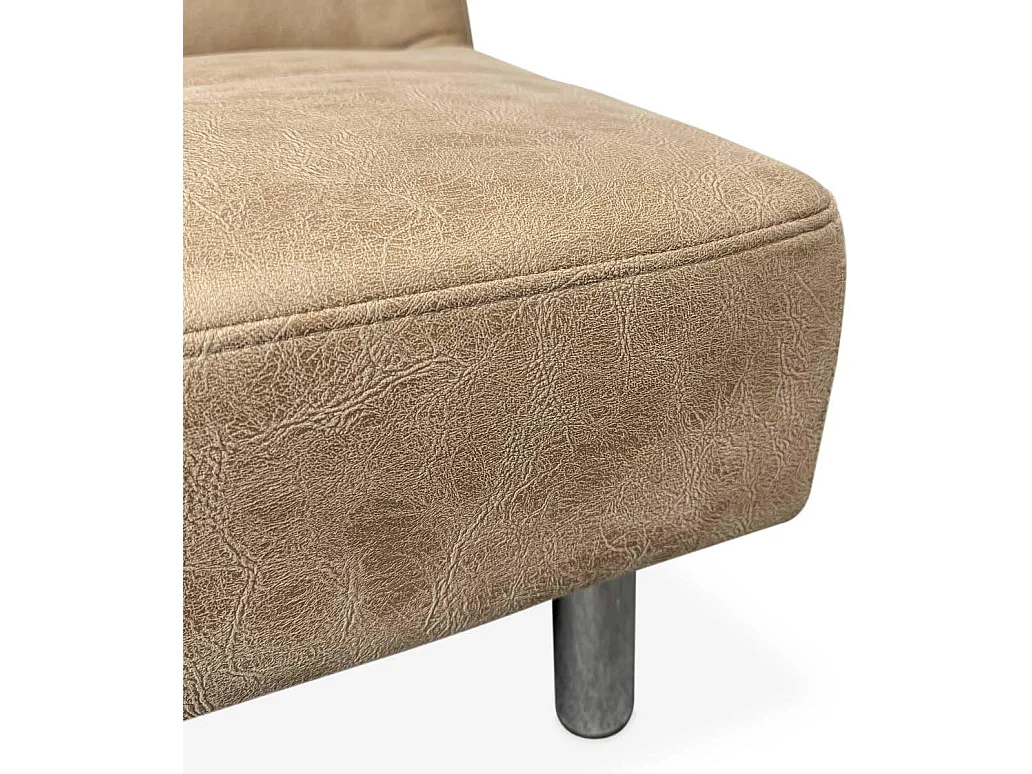 Sofá Cama 3 Plazas de Diseño Moderno, Estructura de Madera, Tapizado Color Piedra, 188x88x88 cm