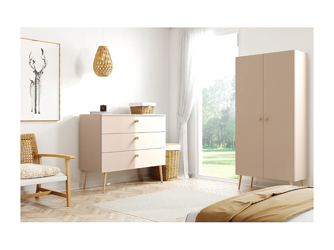 Armario Alto con 5 Estantes – Color Macchiato 212x87x41 cm  – Diseño Escandinavo para Dormitorio o Salón