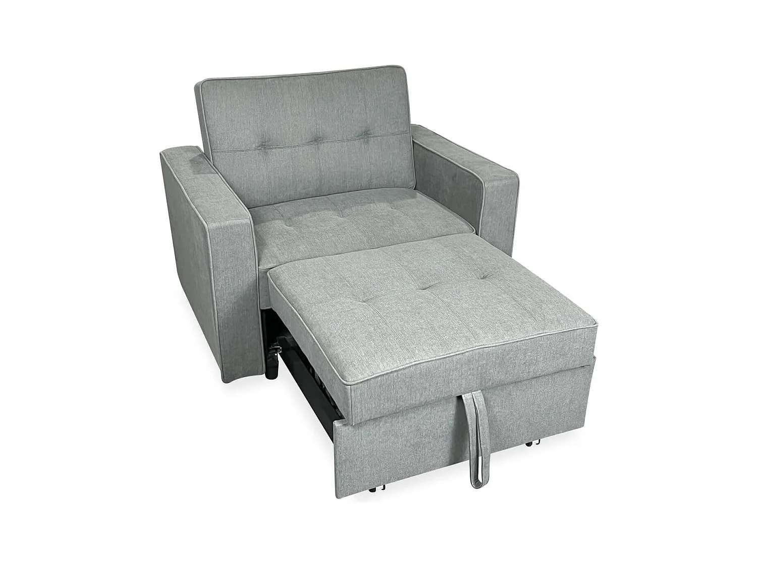 Sofá Cama Individual 1 Plaza – Convertible con Sistema de Arrastre, Tapizado Gris Moderno, Compacto y Funcional – 112x88x94 cm