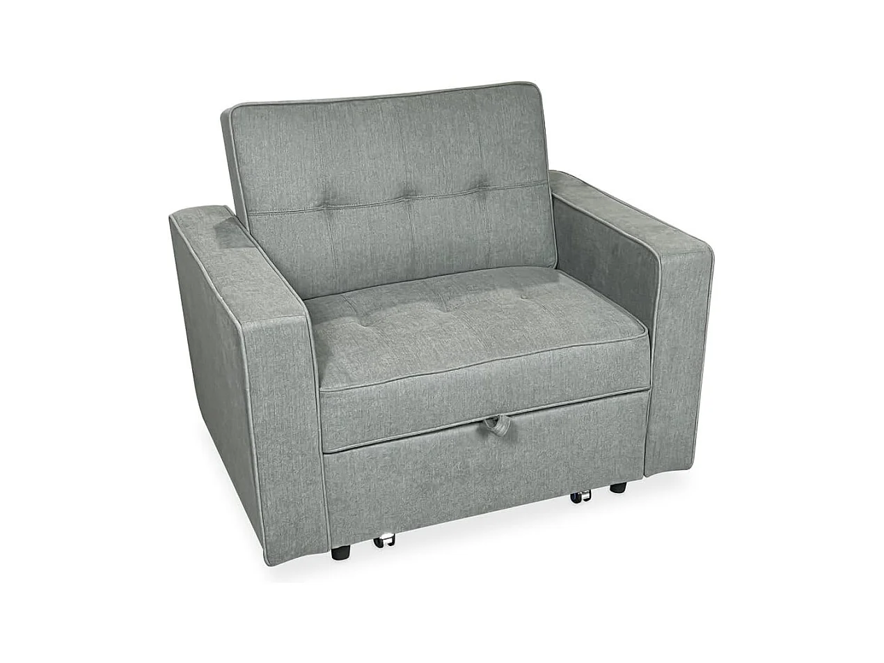Sofá Cama Individual 1 Plaza – Convertible con Sistema de Arrastre, Tapizado Gris Moderno, Compacto y Funcional – 112x88x94 cm