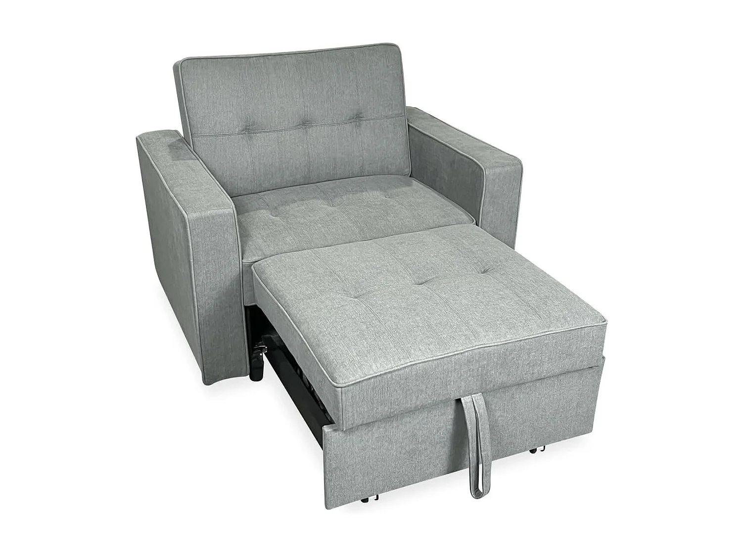 Sofá Cama Individual 1 Plaza – Convertible con Sistema de Arrastre, Tapizado Gris Moderno, Compacto y Funcional – 112x88x94 cm
