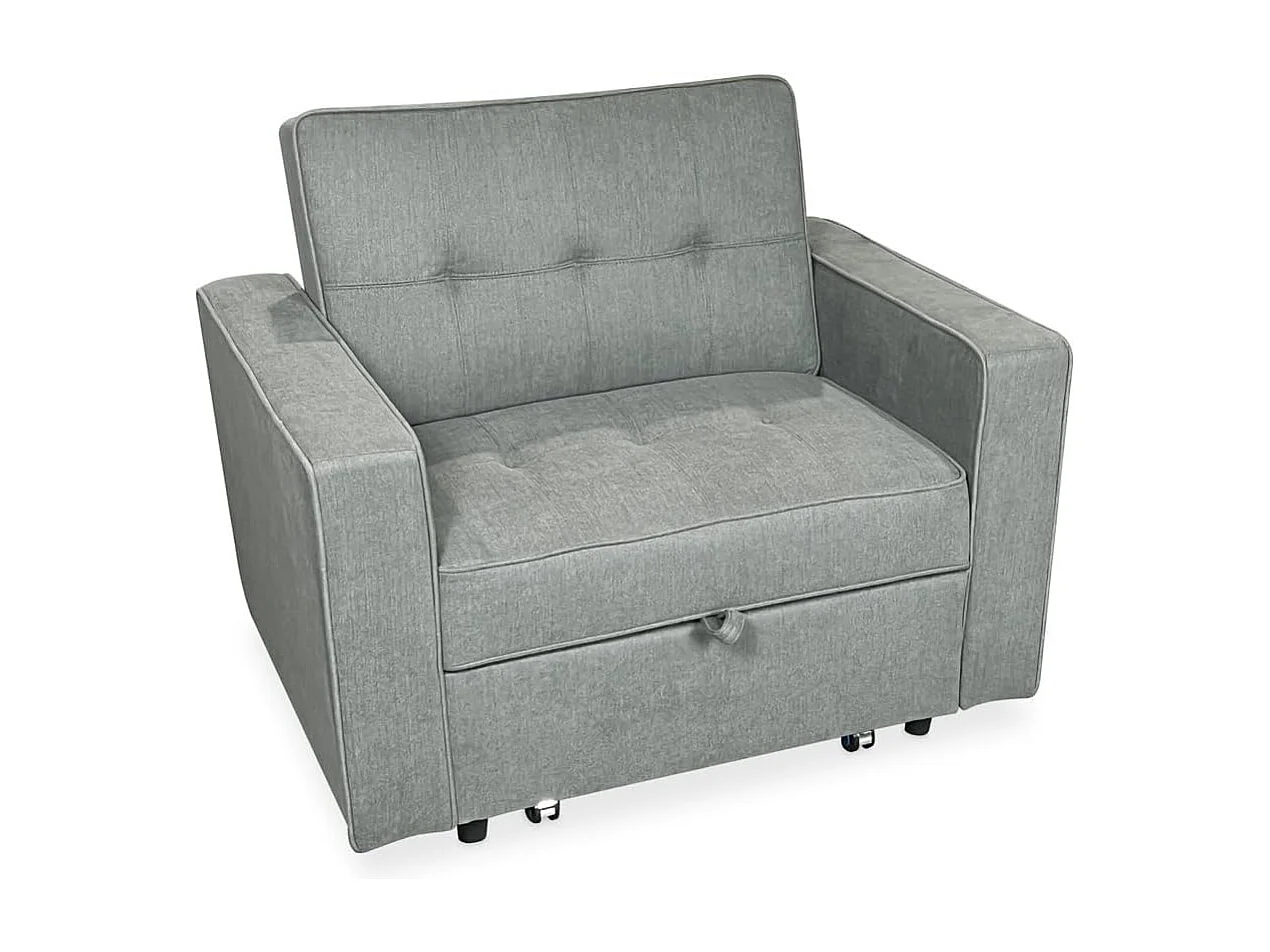 Sofá Cama Individual 1 Plaza – Convertible con Sistema de Arrastre, Tapizado Gris Moderno, Compacto y Funcional – 112x88x94 cm