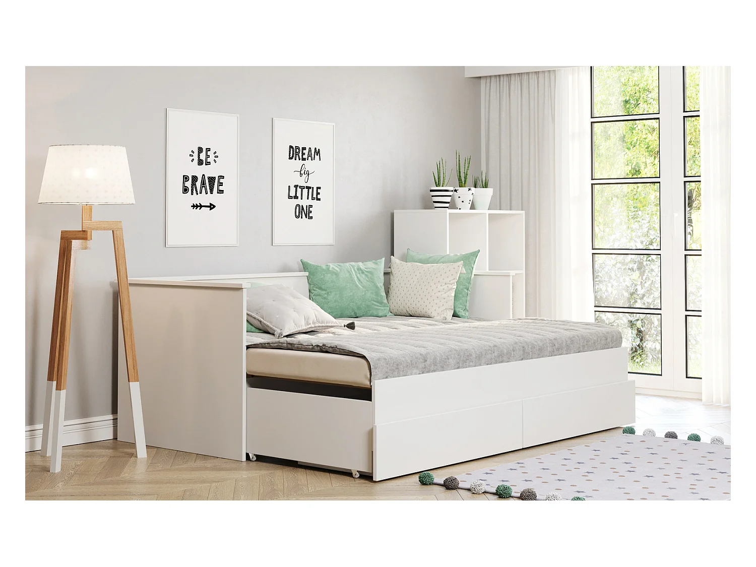 Cama Doble Blanca 200x160 cm sin Colchón – Estructura Plegable con Marco Incluido, Dimensiones 207x166x75 cm Desplegada, Diseño Práctico y Robusto