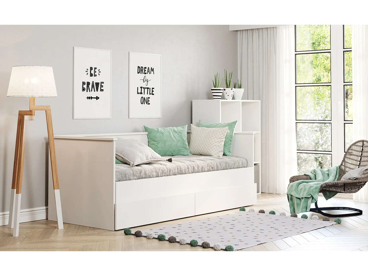 Cama Doble Blanca 200x160 cm sin Colchón – Estructura Plegable con Marco Incluido, Dimensiones 207x166x75 cm Desplegada, Diseño Práctico y Robusto