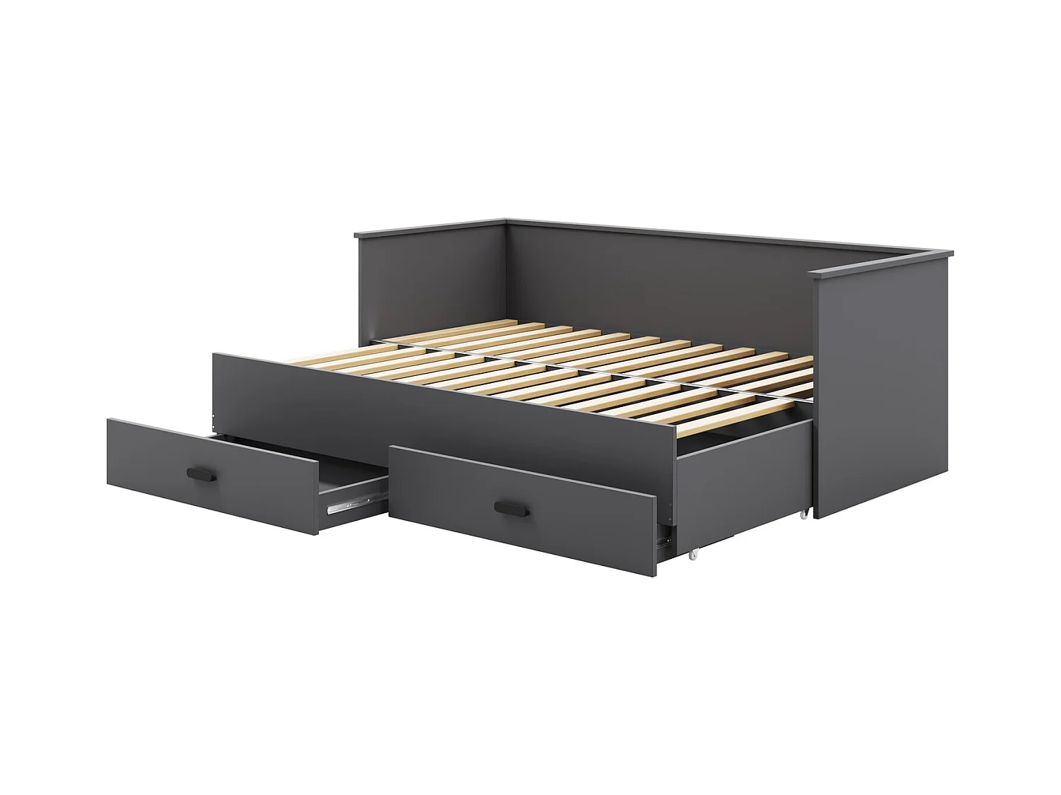 Cama Doble Gris 200x160 cm sin Colchón – Estructura Plegable con Marco Incluido, Dimensiones 207x166x75 cm Desplegada, Diseño Práctico y Robusto