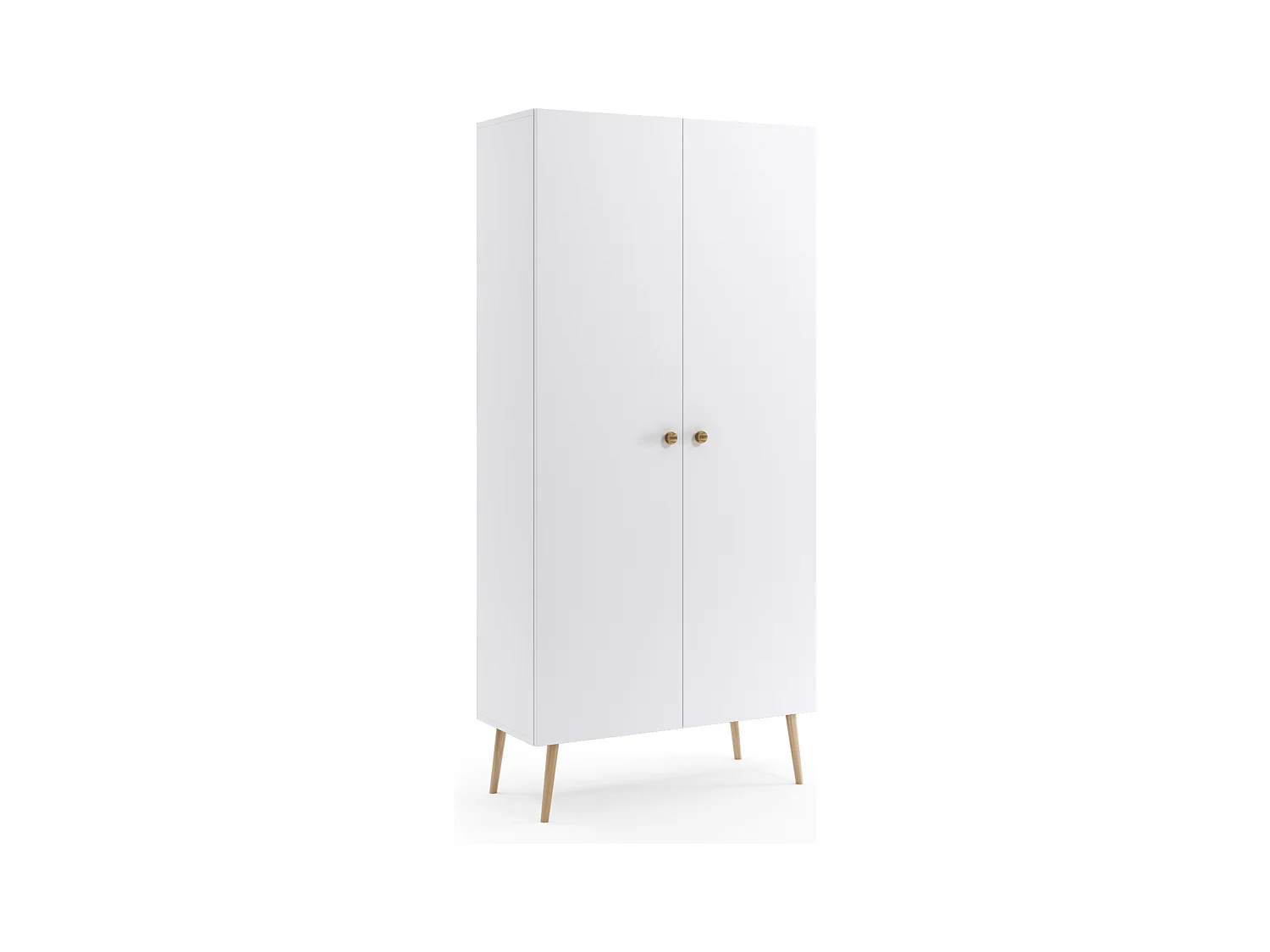 Armario Alto con 5 Estantes – Color Blanco 212x87x41 cm  – Diseño Escandinavo para Dormitorio o Salón