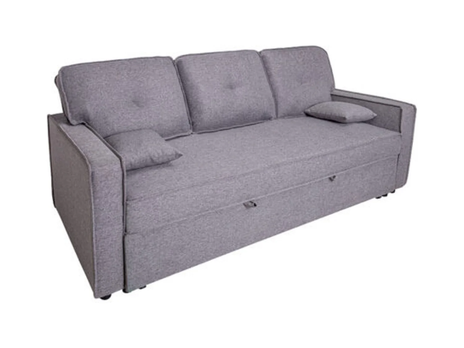 Sofá Cama 3 Plazas con Reposabrazos – Convertible con Sistema de Arrastre, Tapizado Gris Moderno, Estructura Robusta – 210x85x90 cm