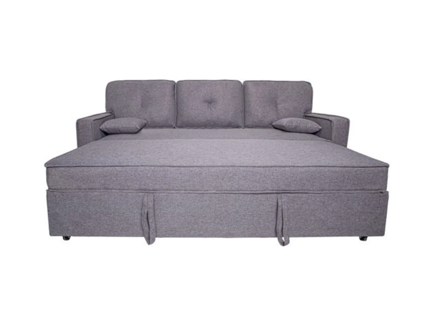 Sofá Cama 3 Plazas con Reposabrazos – Convertible con Sistema de Arrastre, Tapizado Gris Moderno, Estructura Robusta – 210x85x90 cm