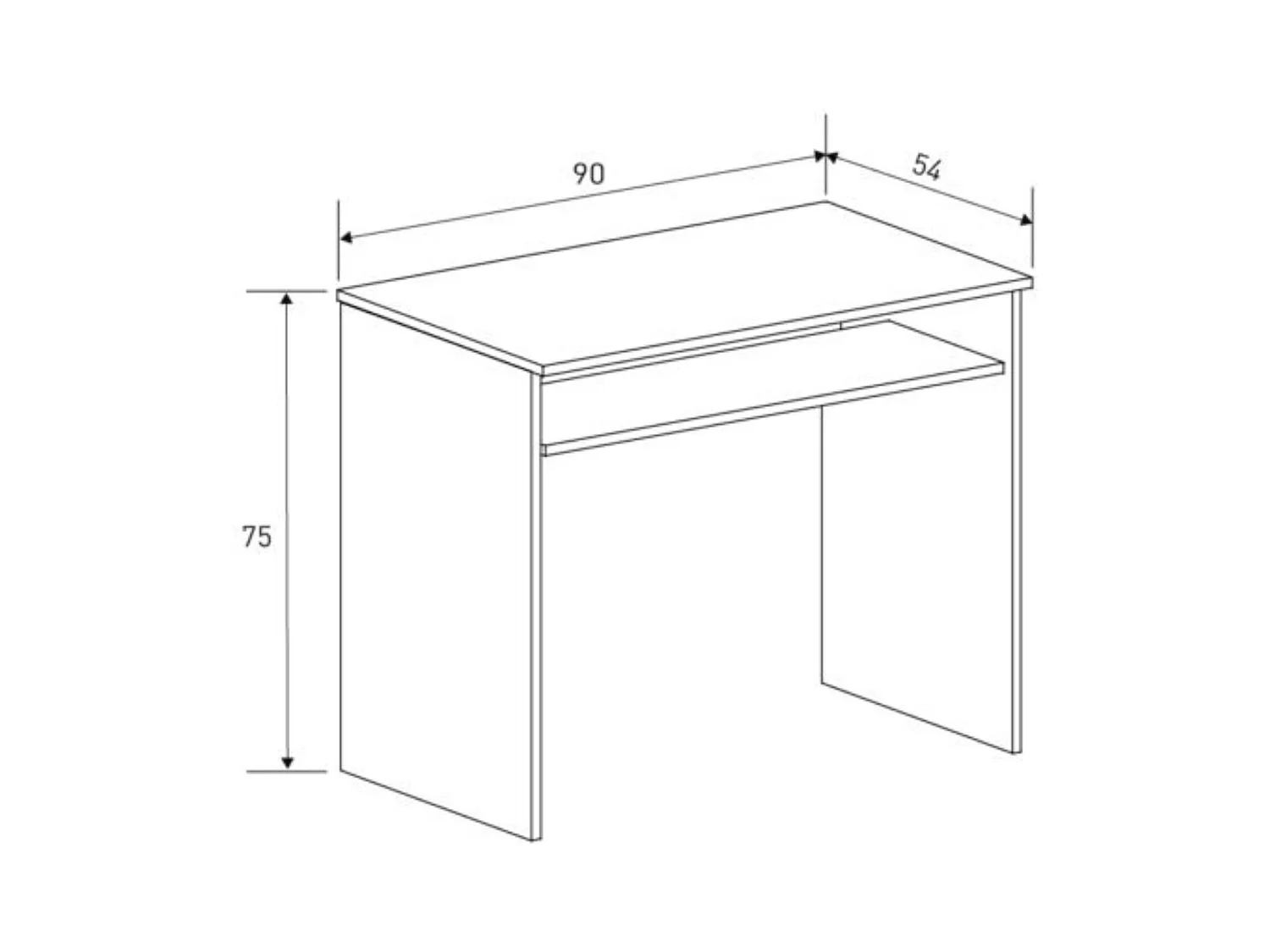Mesa de Escritorio, Mesas para Ordenador, Acabada en Color Beig Medidas: 90 cm (Ancho) x 54 cm (Fondo) x 75 cm (Alto)