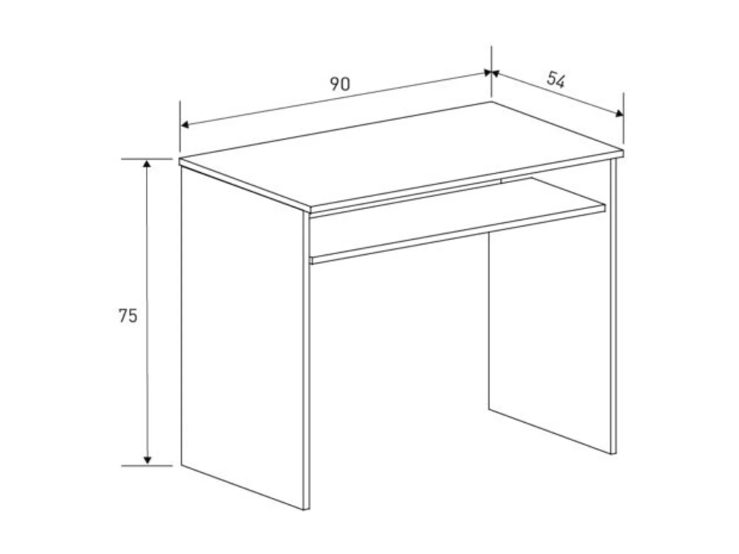 Mesa de Escritorio, Mesas para Ordenador, Acabada en Color Beig Medidas: 90 cm (Ancho) x 54 cm (Fondo) x 75 cm (Alto)