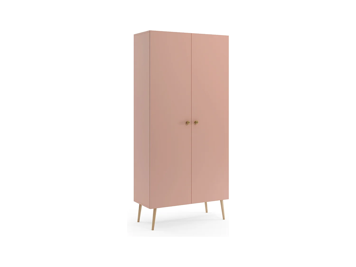 Armario Alto con 5 Estantes – Color Rosa 212x87x41 cm  – Diseño Escandinavo para Dormitorio o Salón