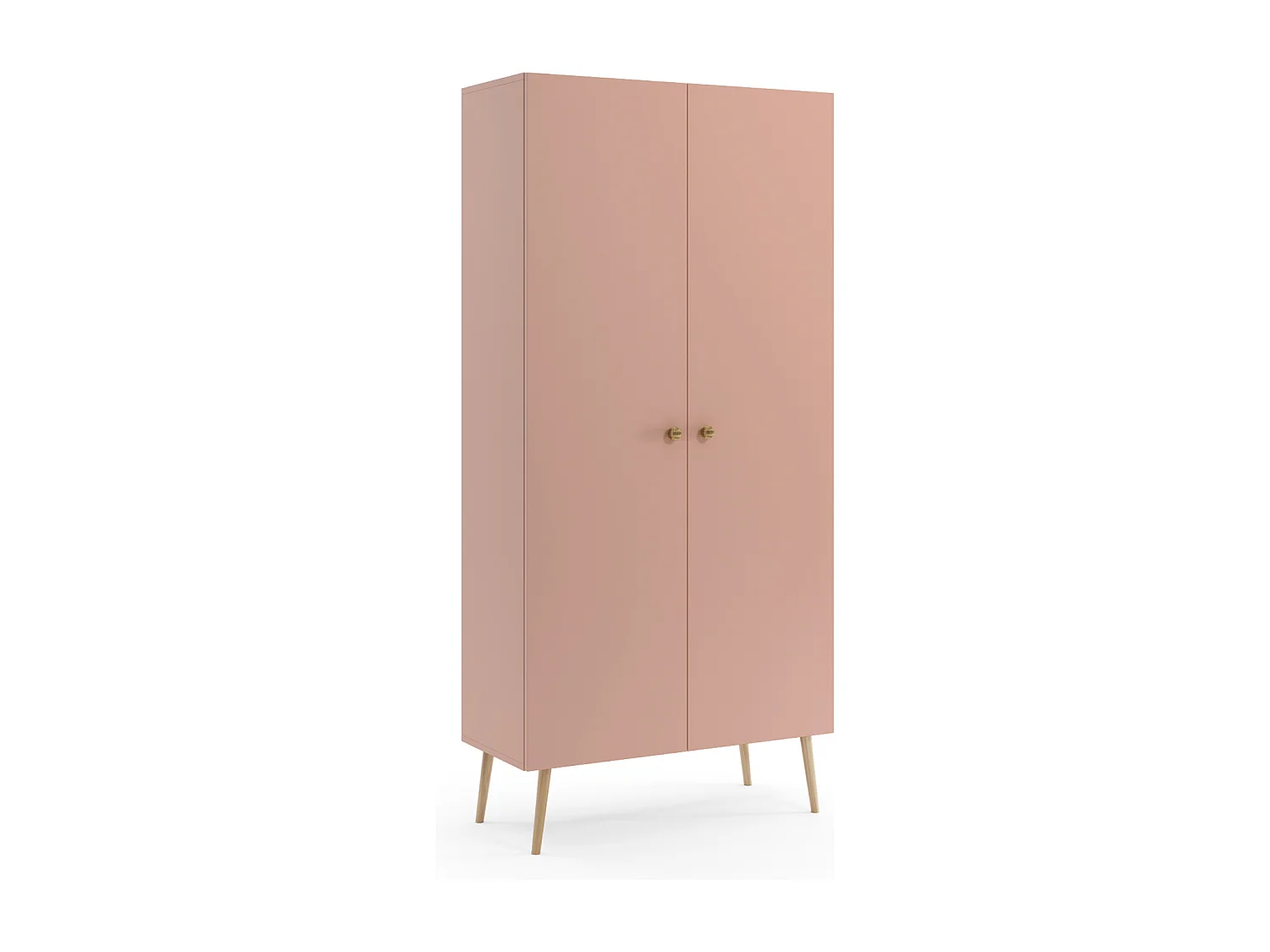 Armario Alto con 5 Estantes – Color Rosa 212x87x41 cm  – Diseño Escandinavo para Dormitorio o Salón