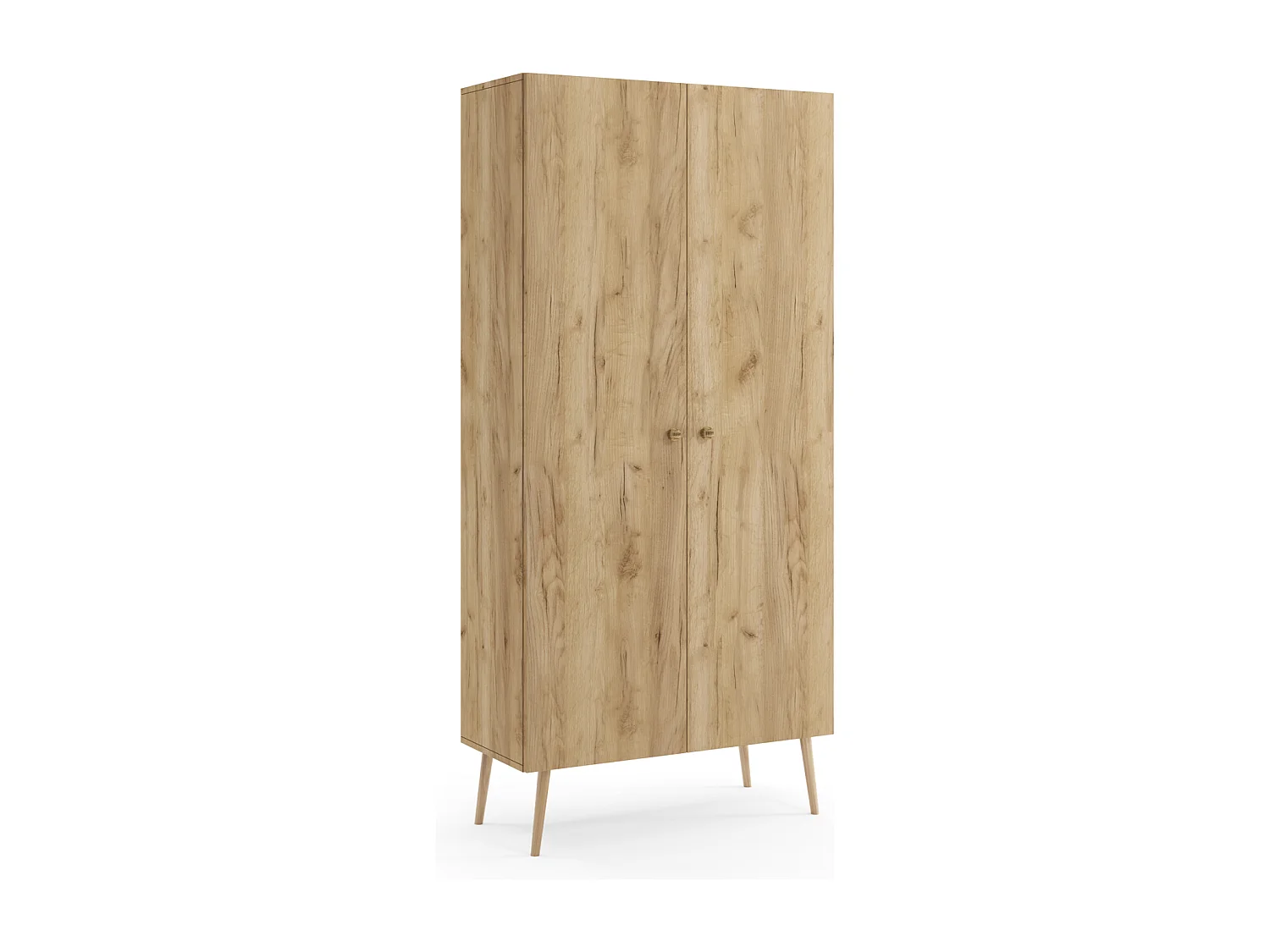 Armario Alto con 5 Estantes – Color Roble 212x87x41 cm  – Diseño Escandinavo para Dormitorio o Salón