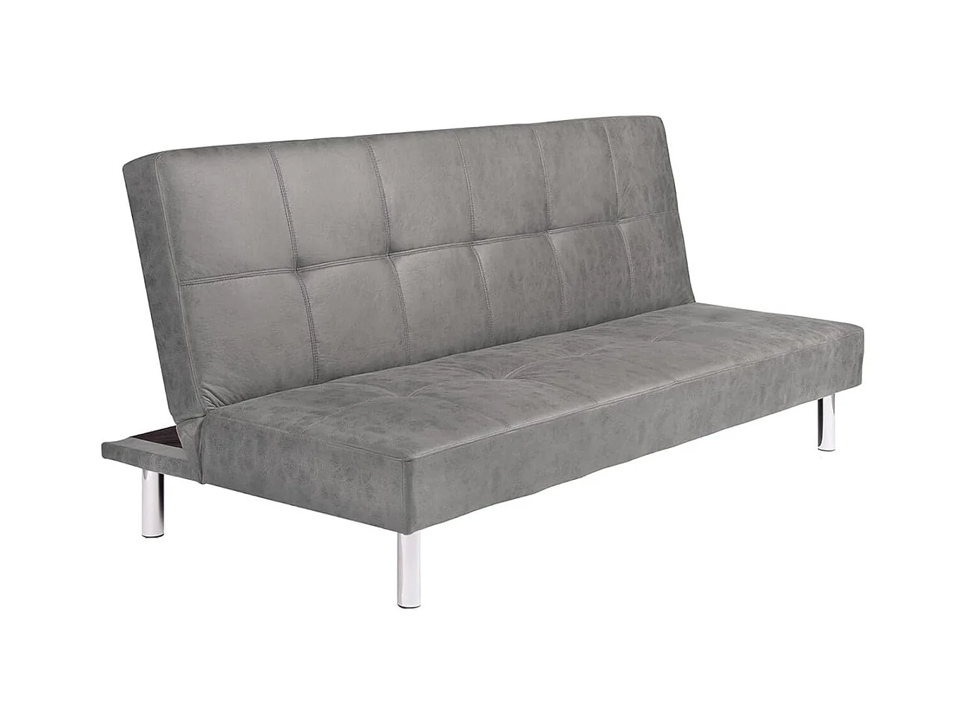 Sofá Cama 3 Plazas de Diseño Moderno, Estructura de Madera, Tapizado Color Cemento, 188x88x88 cm