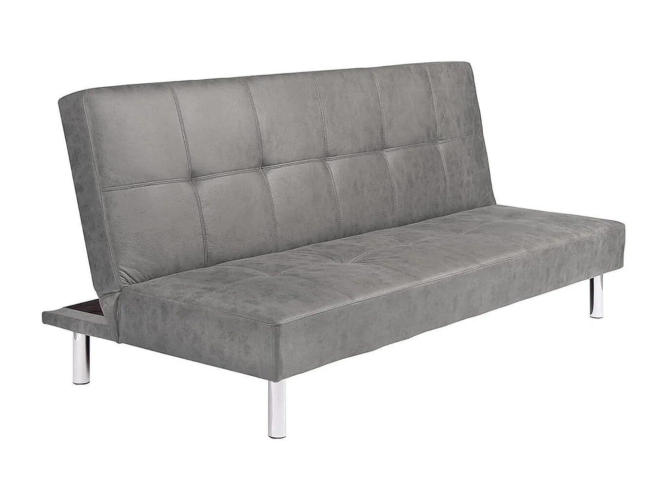 Sofá Cama 3 Plazas de Diseño Moderno, Estructura de Madera, Tapizado Color Cemento, 188x88x88 cm