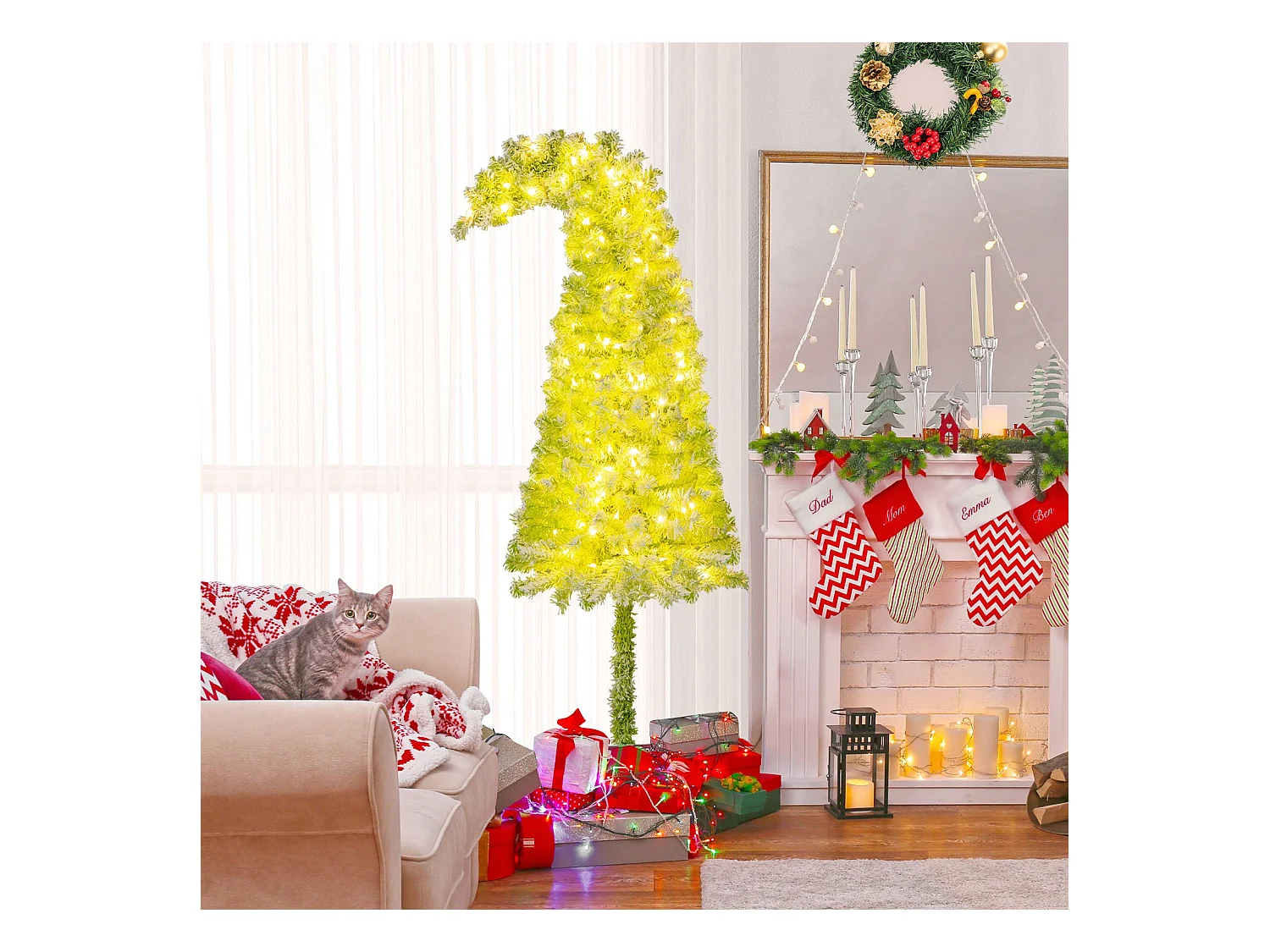 Albero festivo artificiale pre-illuminato con punta flessibile 290 punte di ramo, Albero di natale da 180 CM Verde