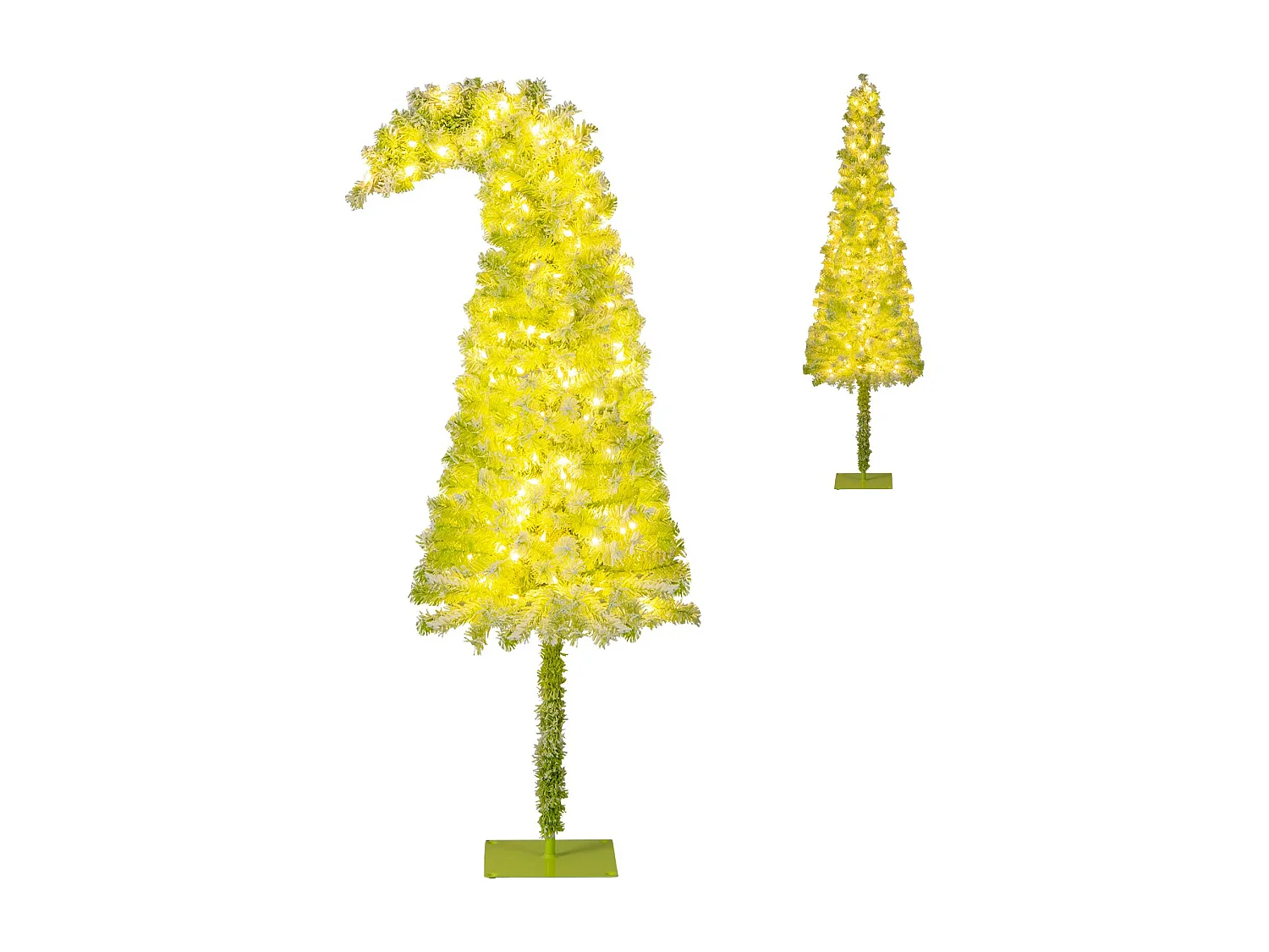 Sapin de Noël Artificiel Pré-éclairé de 180 cm avec Embout Flexible 290 Branches 120 LED Blanc Chaud 8 Modes Forme Crayon Fine et Incurvée