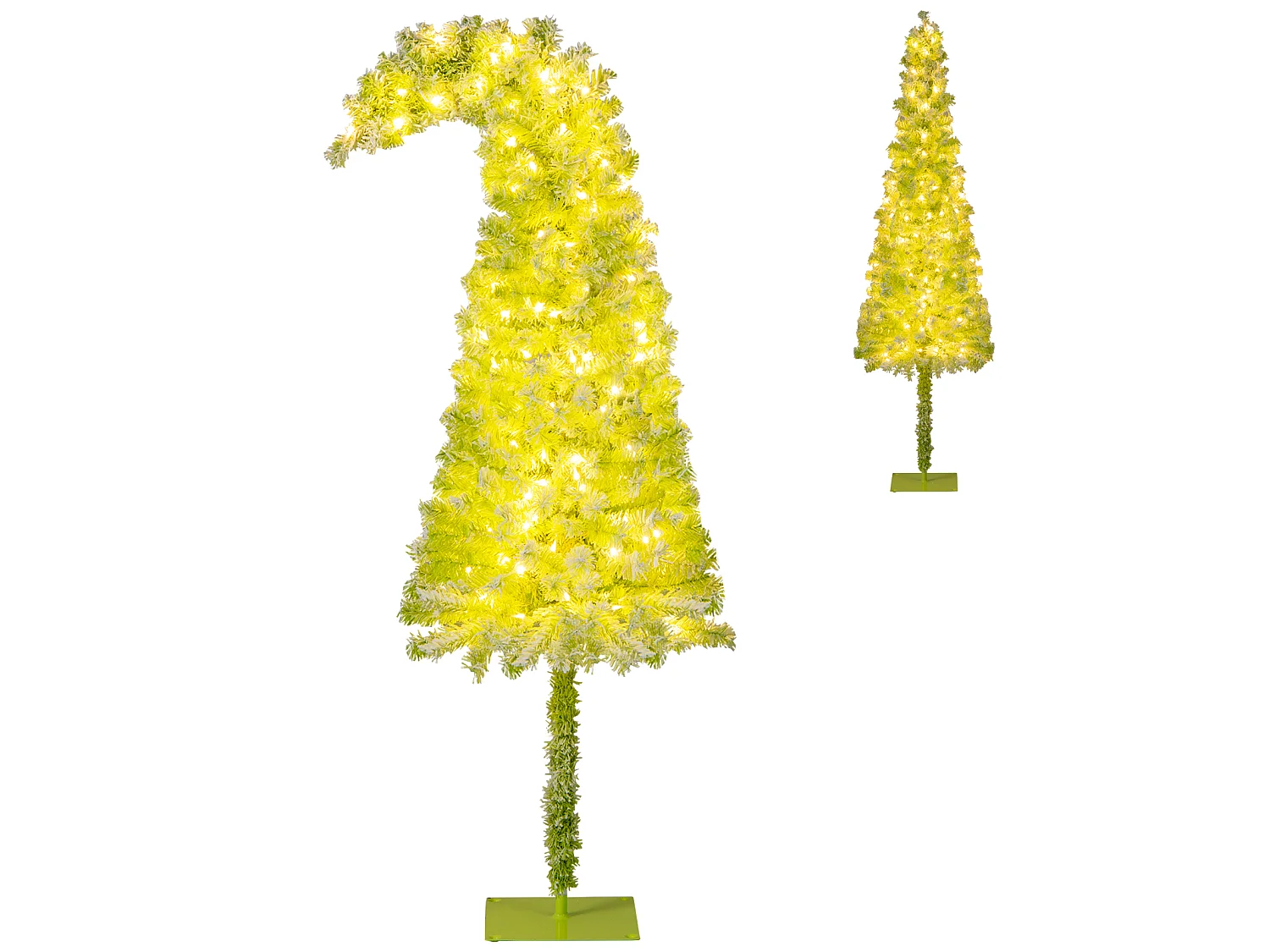 180 cm Künstlicher Weihnachtsbaum mit Beleuchtung und Schnee Tannenbaum mit biegbarer Spitze