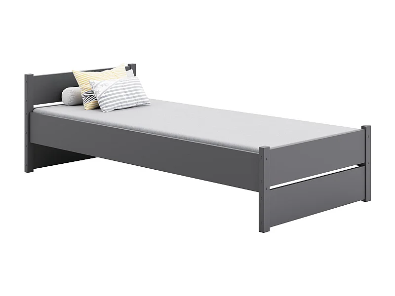 Cama Individual Gris 200x90 cm – Incluye Colchón de Espuma 8 cm con Funda Extraíble, Estructura Completa y Accesorios, Dimensiones 207x97x65 cm