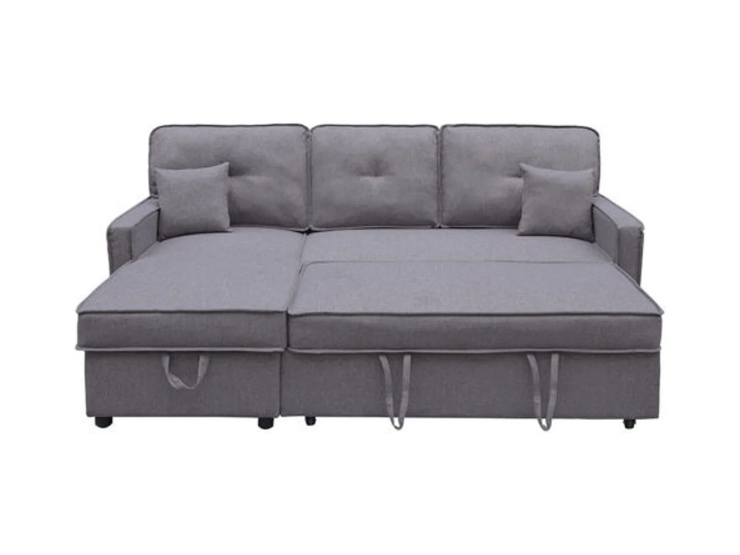 Chaiselongue Cama Convertible con Arcón – Sistema de Arrastre, Tapizado Gris, Montaje Reversible, Estructura Robusta – 202x135x90 cm