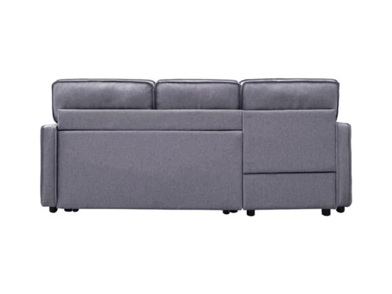 Chaiselongue Cama Convertible con Arcón – Sistema de Arrastre, Tapizado Gris, Montaje Reversible, Estructura Robusta – 202x135x90 cm
