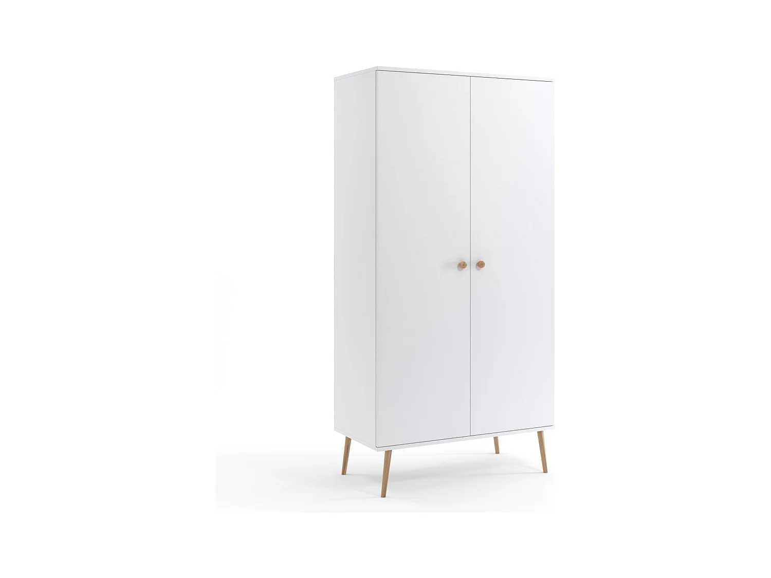 Armario Blanco Estilo Escandinavo – 2 Estantes y Barra – Disponible para Salón o Dormitorio 202x100x52 cm