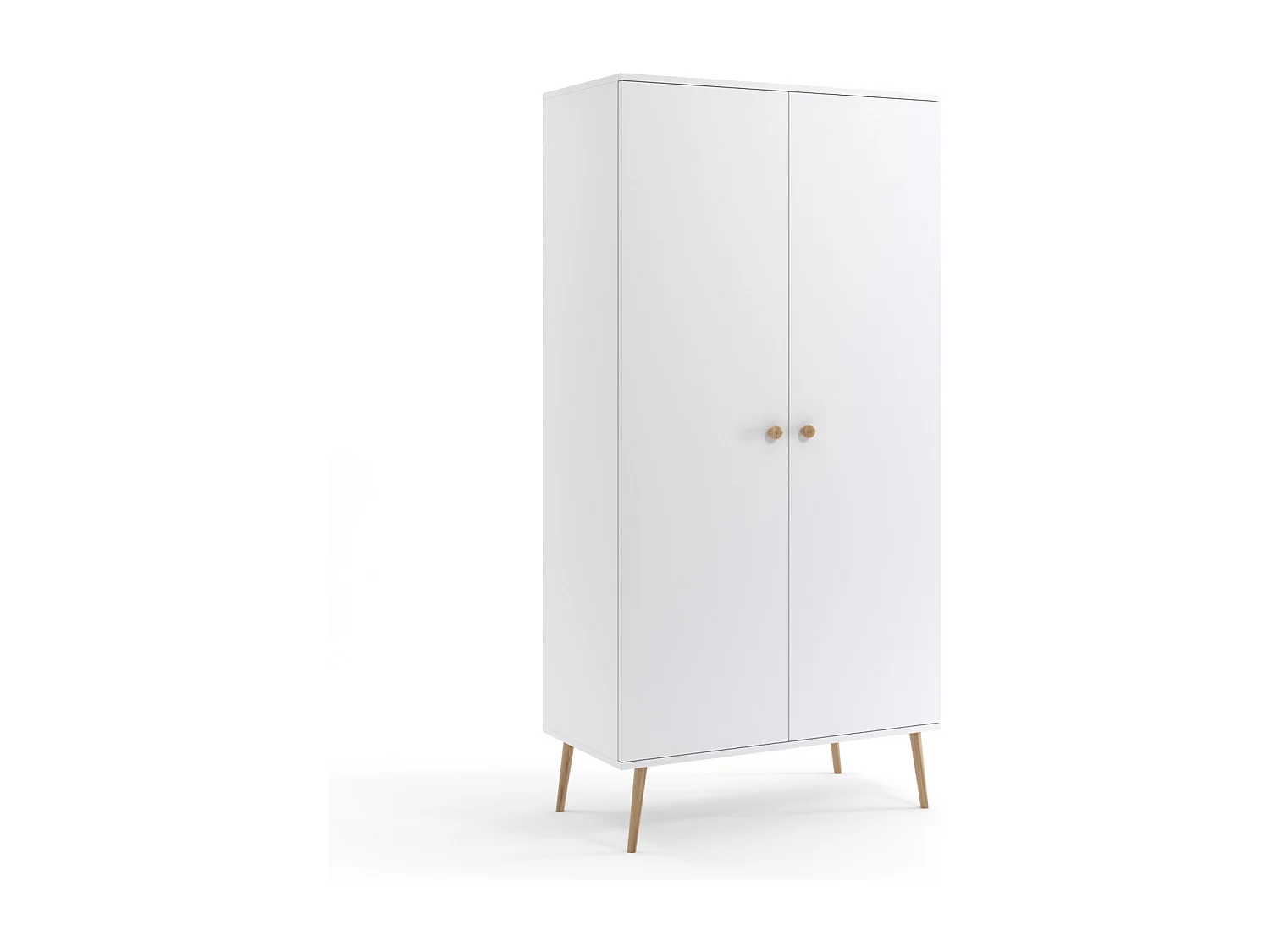 Armario Blanco Estilo Escandinavo – 2 Estantes y Barra – Disponible para Salón o Dormitorio 202x100x52 cm