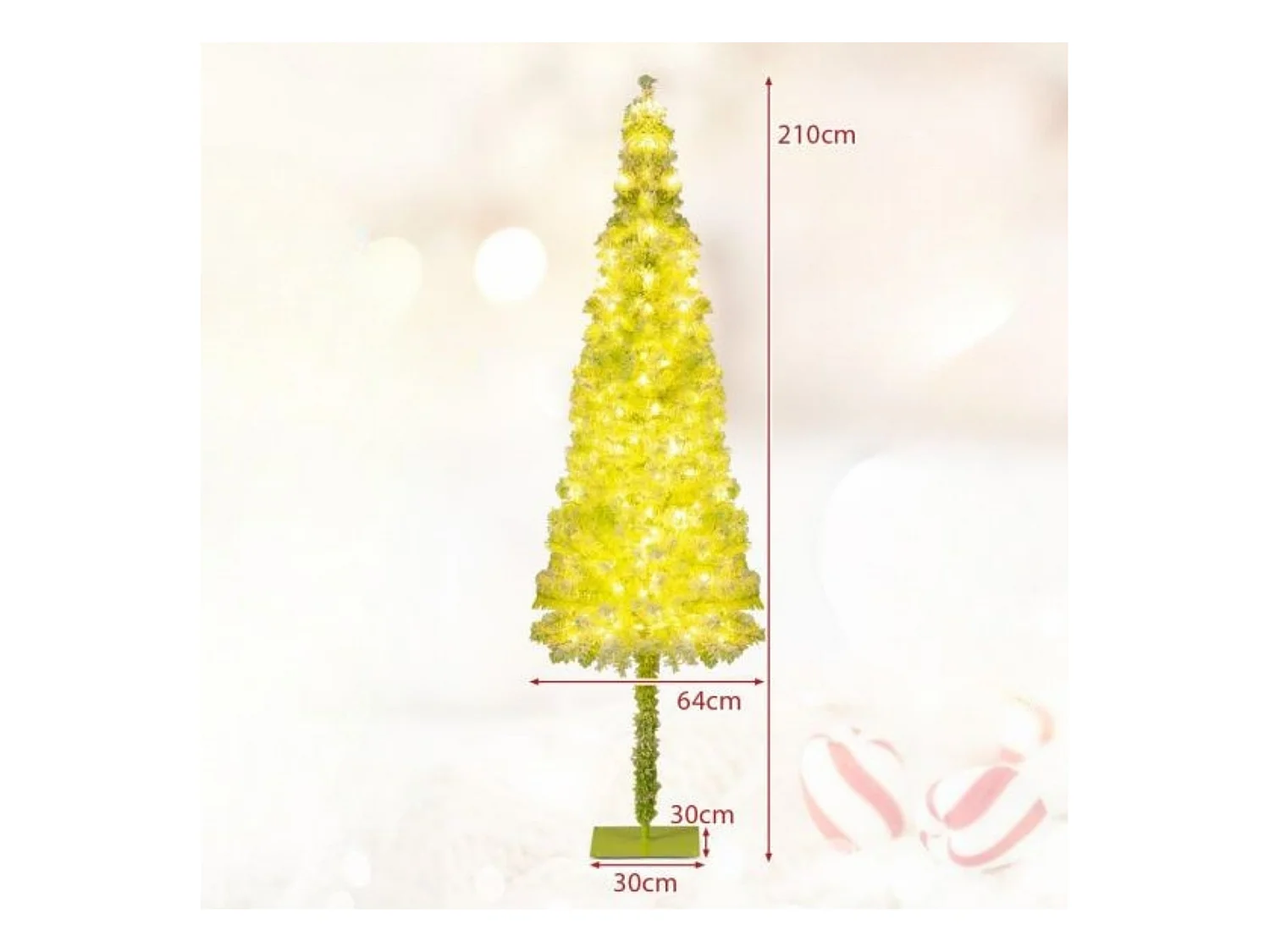 Albero festivo artificiale pre-illuminato con punta flessibile 366 punte di ramo, Albero di natale da 210 CM Verde