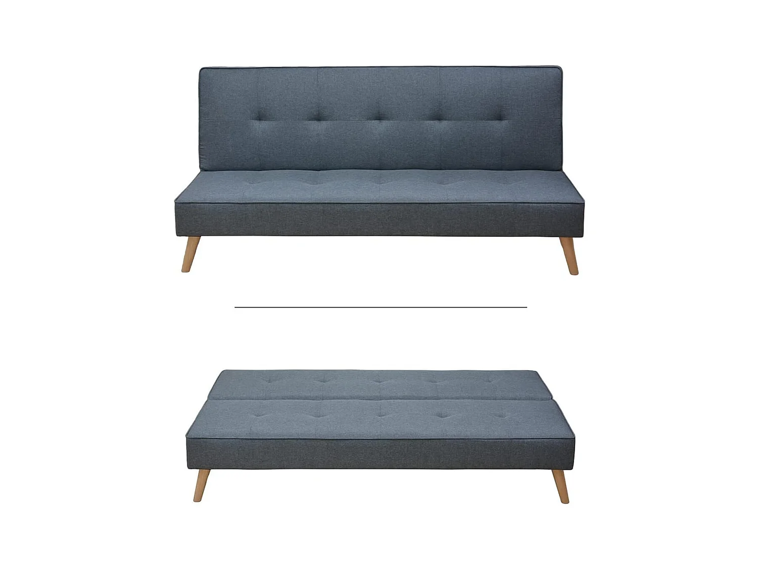 Meyvaser Sofá Cama de 2 Plazas - 188 x 88 x 88 cm - Apertura Clic-Clac - Máximo Relax, Confort y Resistencia Color gris-Azul