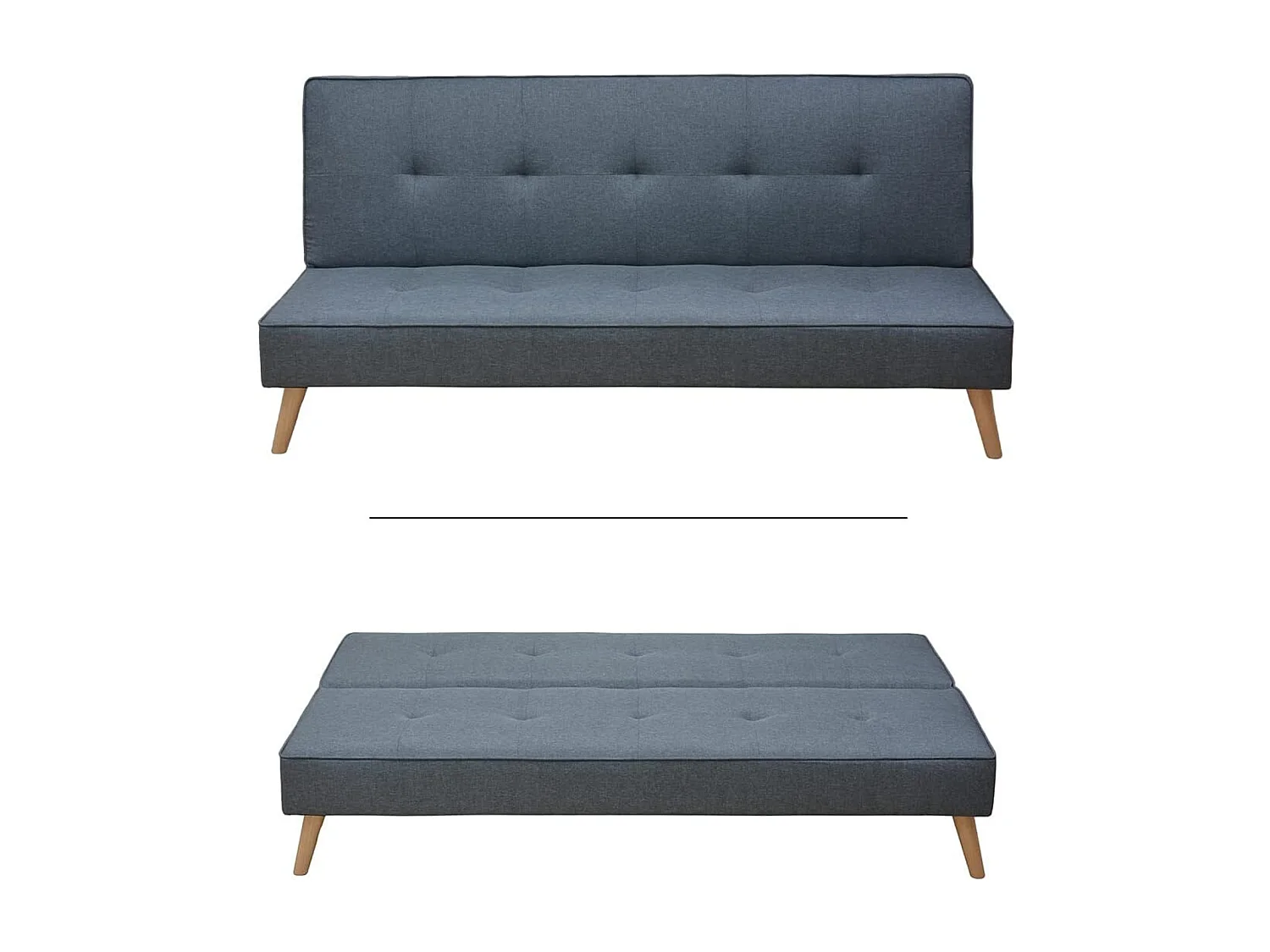 Meyvaser Sofá Cama de 2 Plazas - 188 x 88 x 88 cm - Apertura Clic-Clac - Máximo Relax, Confort y Resistencia Color gris-Azul