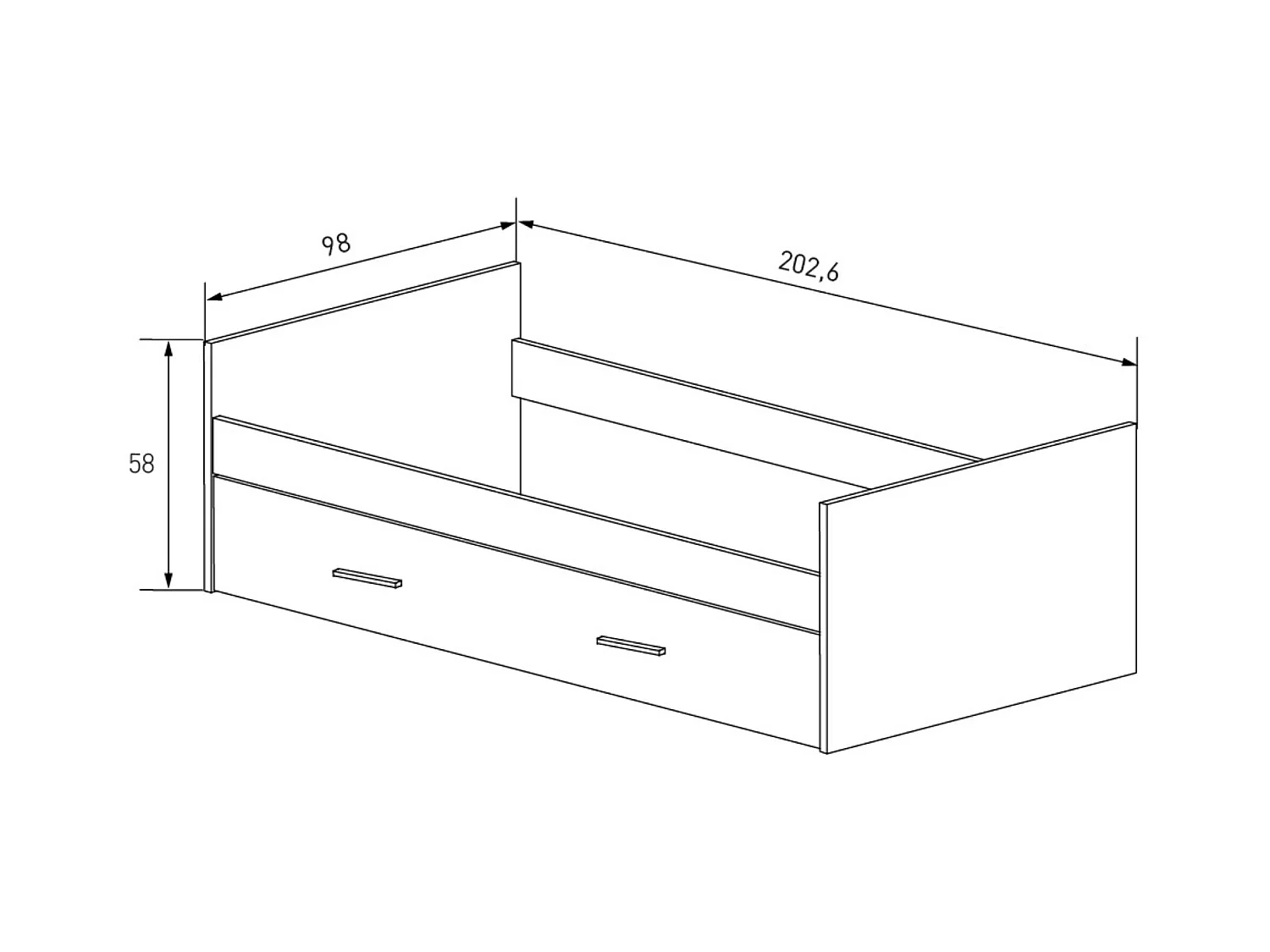 Cama Nido con 1 Cajón de Almacenaje – Beige y Negro, 202,6 cm Largo x 98 cm Ancho x 58 cm Alto, Primera Calidad y Alta Resistencia.