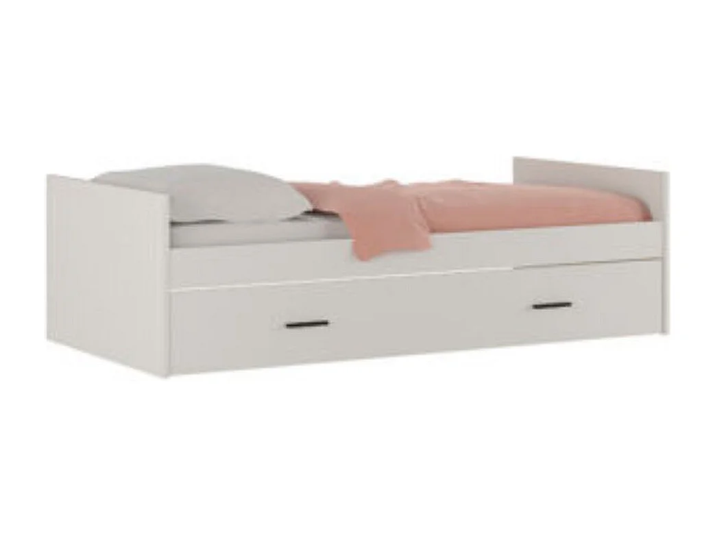 Cama Nido con 1 Cajón de Almacenaje – Beige y Negro, 202,6 cm Largo x 98 cm Ancho x 58 cm Alto, Primera Calidad y Alta Resistencia.