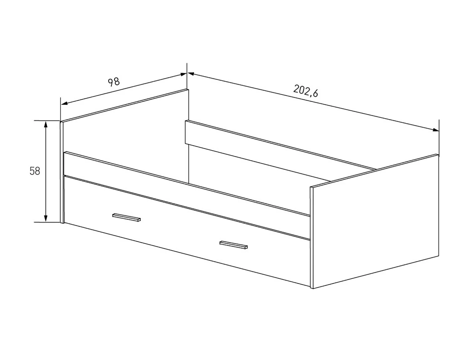 Cama Nido con 1 Cajón de Almacenaje – Beige y Negro, 202,6 cm Largo x 98 cm Ancho x 58 cm Alto, Primera Calidad y Alta Resistencia.