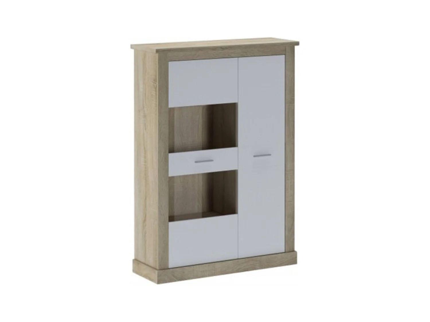 Mueble Vitrina 2 Puertas - Armario Auxiliar Comedor - Acabado Color Cambria y Blanco - Medidas: Ancho: 125 cm x Fondo: 41,8 cm x Alto: 174,7 cm