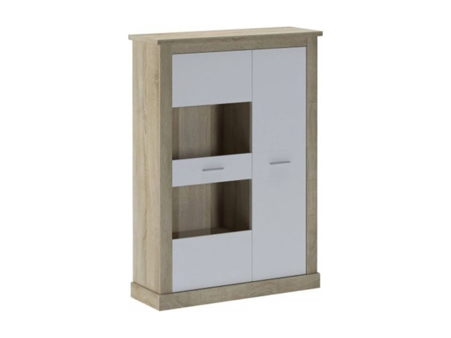 Mueble Vitrina 2 Puertas - Armario Auxiliar Comedor - Acabado Color Cambria y Blanco - Medidas: Ancho: 125 cm x Fondo: 41,8 cm x Alto: 174,7 cm