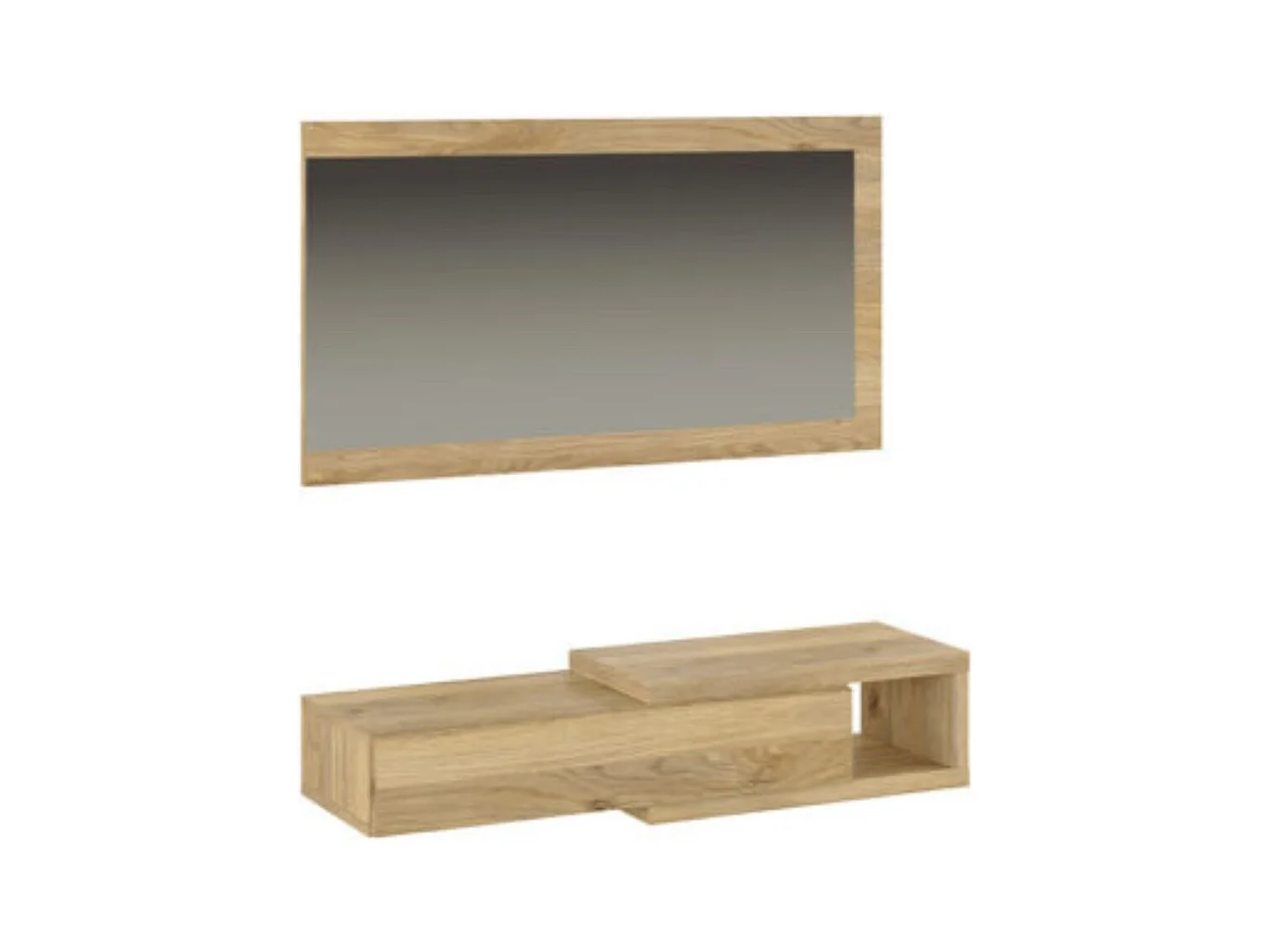 Recibidor con Cajón y Espejo – Consola de Entrada Color Mauvella 91,5 x 26 x 70 cm – Mueble Auxiliar Moderno y Funcional para Pasillos o Entradas