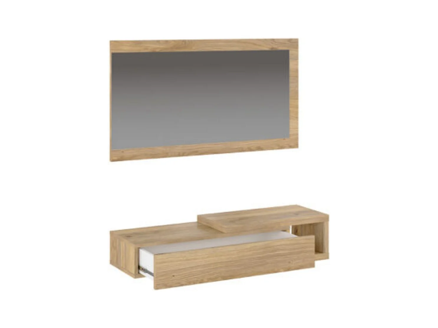Recibidor con Cajón y Espejo – Consola de Entrada Color Mauvella 91,5 x 26 x 70 cm – Mueble Auxiliar Moderno y Funcional para Pasillos o Entradas