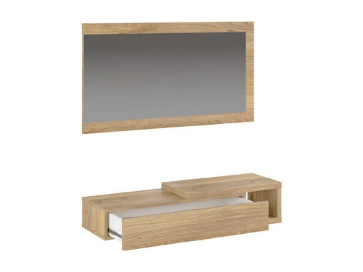 Recibidor con Cajón y Espejo – Consola de Entrada Color Mauvella 91,5 x 26 x 70 cm – Mueble Auxiliar Moderno y Funcional para Pasillos o Entradas