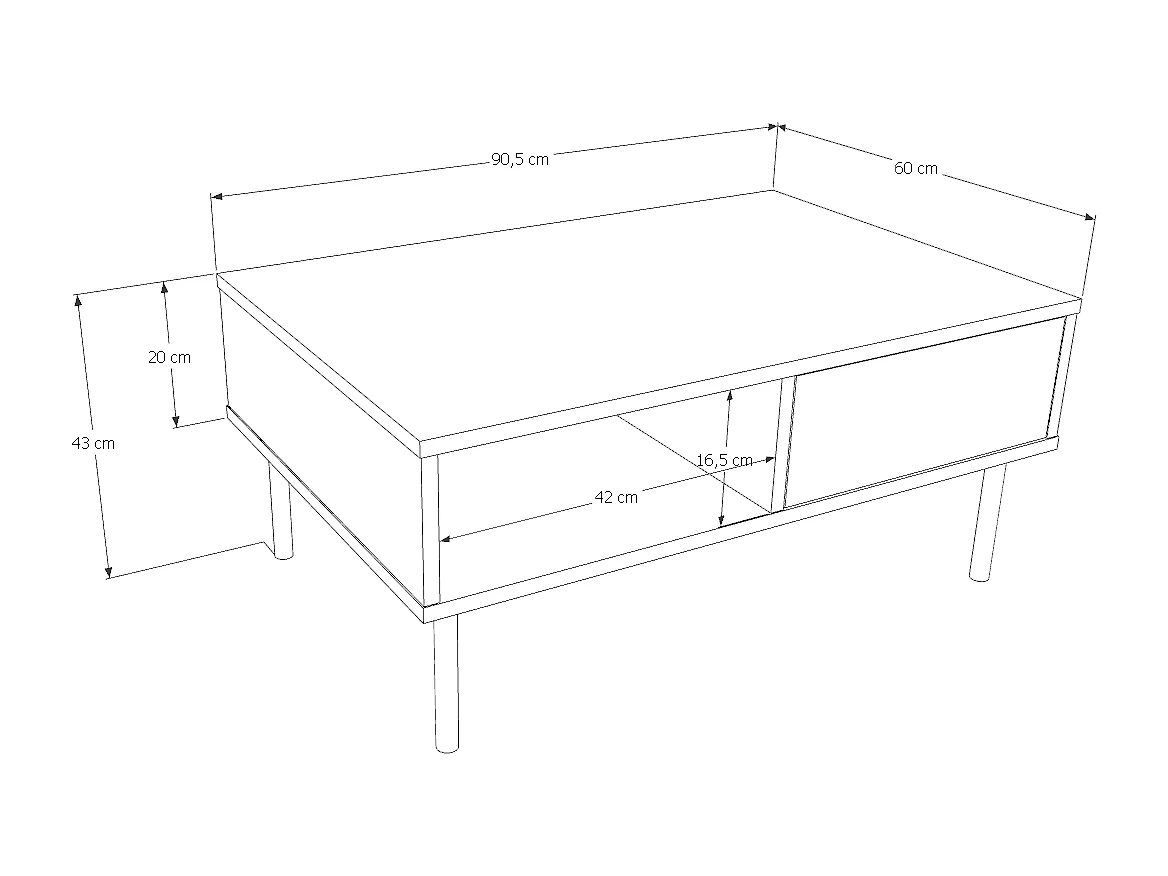Mesa de Centro 90x60x43 cm Color Cachemira – Diseño Elegante y Moderno para Salón, Ideal como Mesa Auxiliar Decorativa