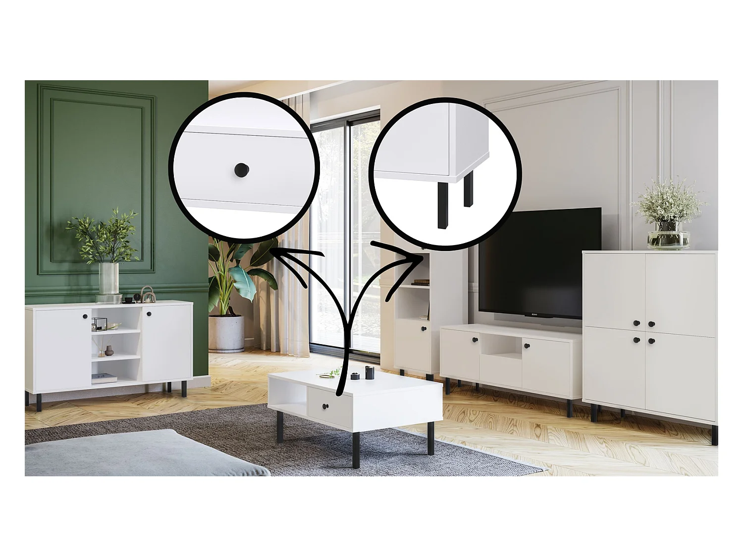 Mesa de Centro 90x60x43 cm Color Blanco – Diseño Elegante y Moderno para Salón, Ideal como Mesa Auxiliar Decorativa