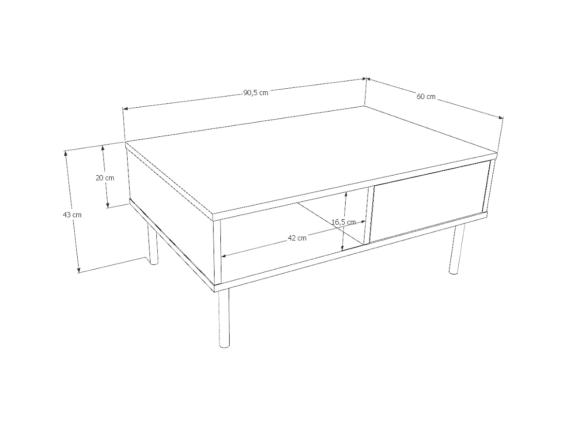 Mesa de Centro 90x60x43 cm Color Blanco – Diseño Elegante y Moderno para Salón, Ideal como Mesa Auxiliar Decorativa