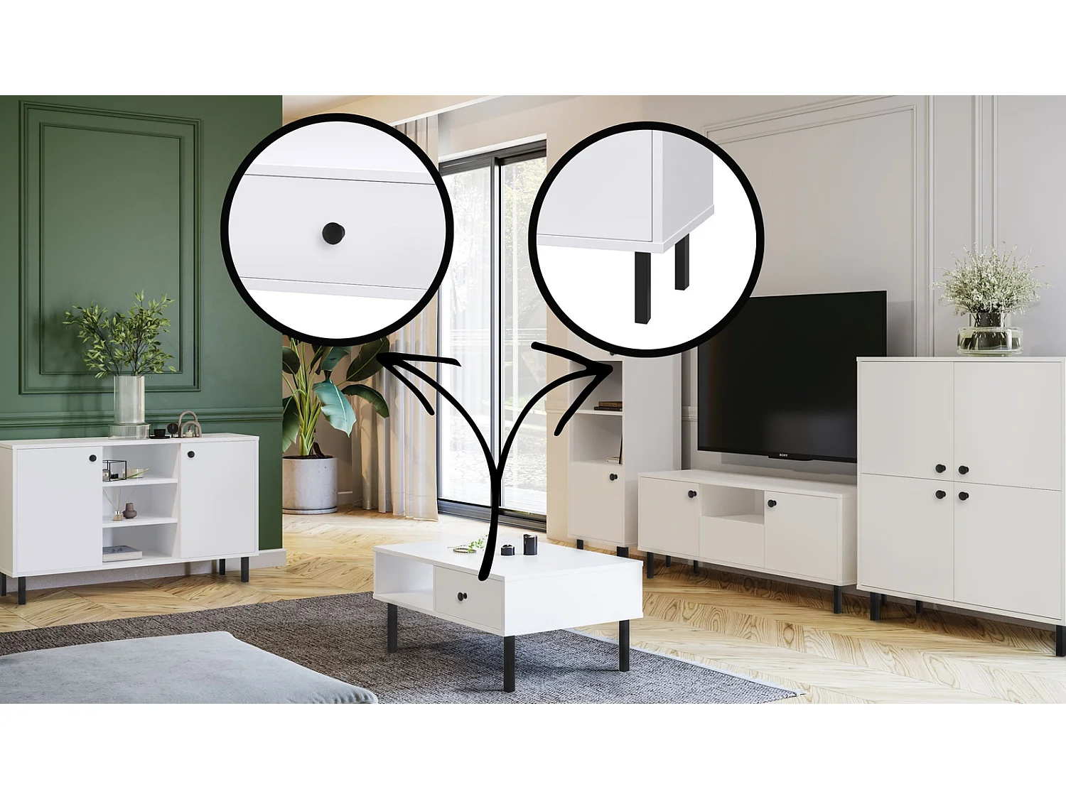 Mesa de Centro 90x60x43 cm Color Blanco – Diseño Elegante y Moderno para Salón, Ideal como Mesa Auxiliar Decorativa