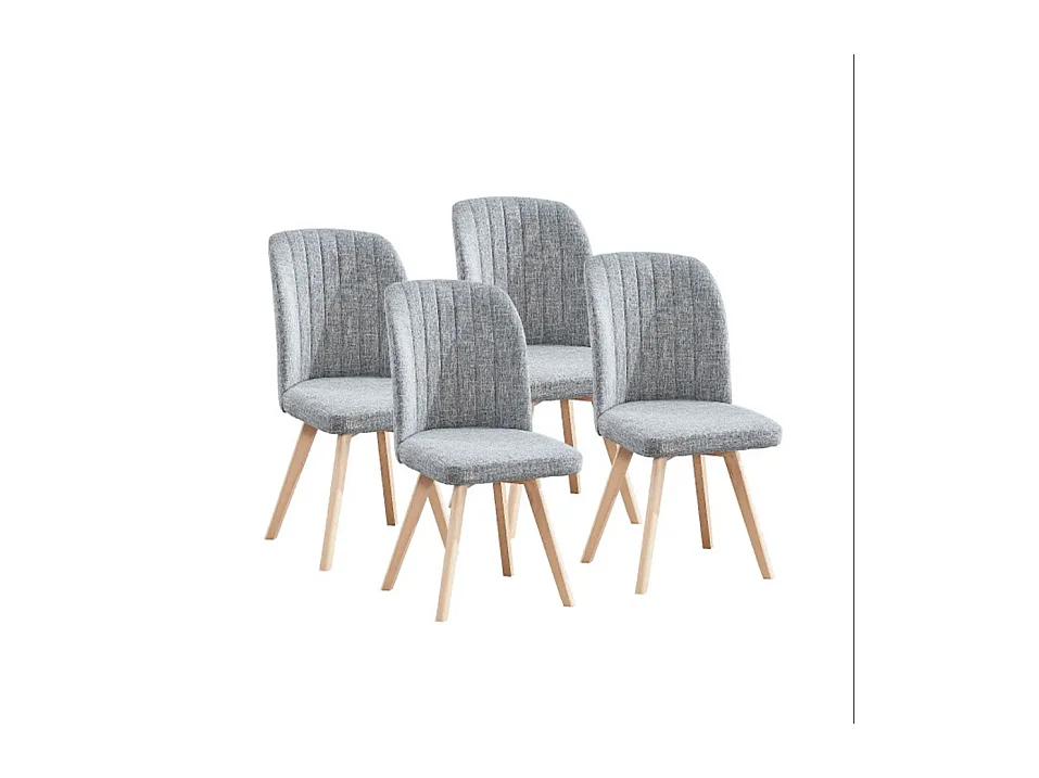 Pack 4 Sillas de Comedor Tapizada, Sillas de Salón Color Gris y Patas Color Haya, Medidas: Ancho: 46 cm x Fondo: 55 cm x Alto: 92 cm