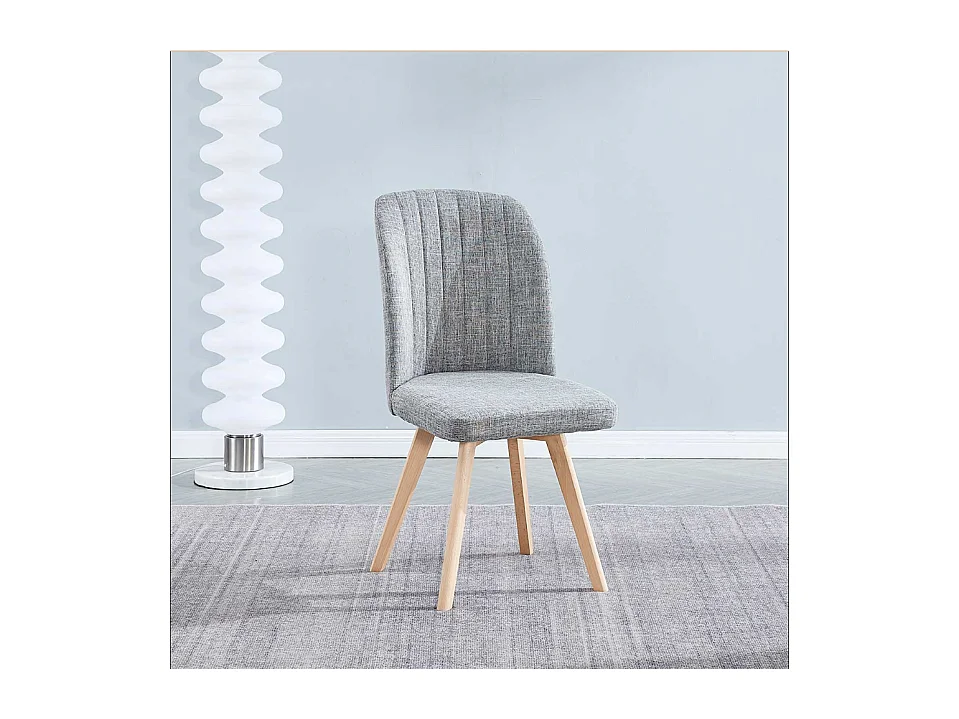 Pack 4 Sillas de Comedor Tapizada, Sillas de Salón Color Gris y Patas Color Haya, Medidas: Ancho: 46 cm x Fondo: 55 cm x Alto: 92 cm