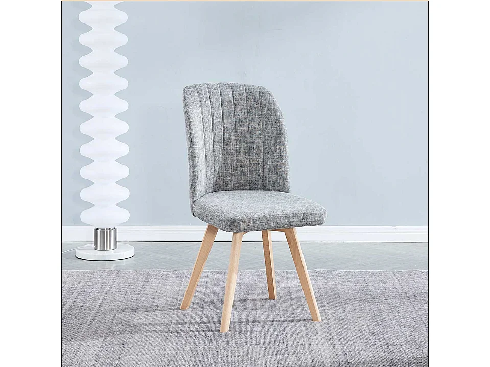 Pack 4 Sillas de Comedor Tapizada, Sillas de Salón Color Gris y Patas Color Haya, Medidas: Ancho: 46 cm x Fondo: 55 cm x Alto: 92 cm