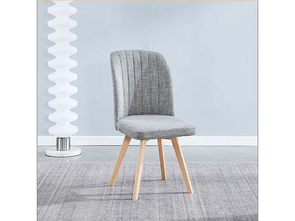 Pack 4 Sillas de Comedor Tapizada, Sillas de Salón Color Gris y Patas Color Haya, Medidas: Ancho: 46 cm x Fondo: 55 cm x Alto: 92 cm