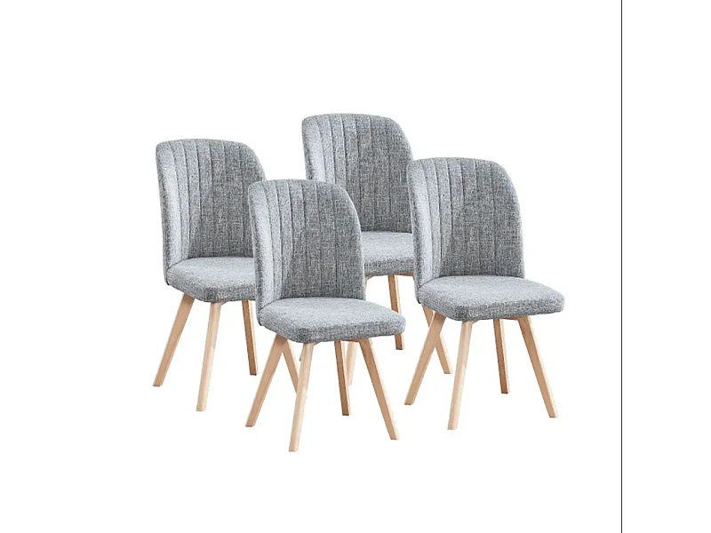 Pack 4 Sillas de Comedor Tapizada, Sillas de Salón Color Gris y Patas Color Haya, Medidas: Ancho: 46 cm x Fondo: 55 cm x Alto: 92 cm