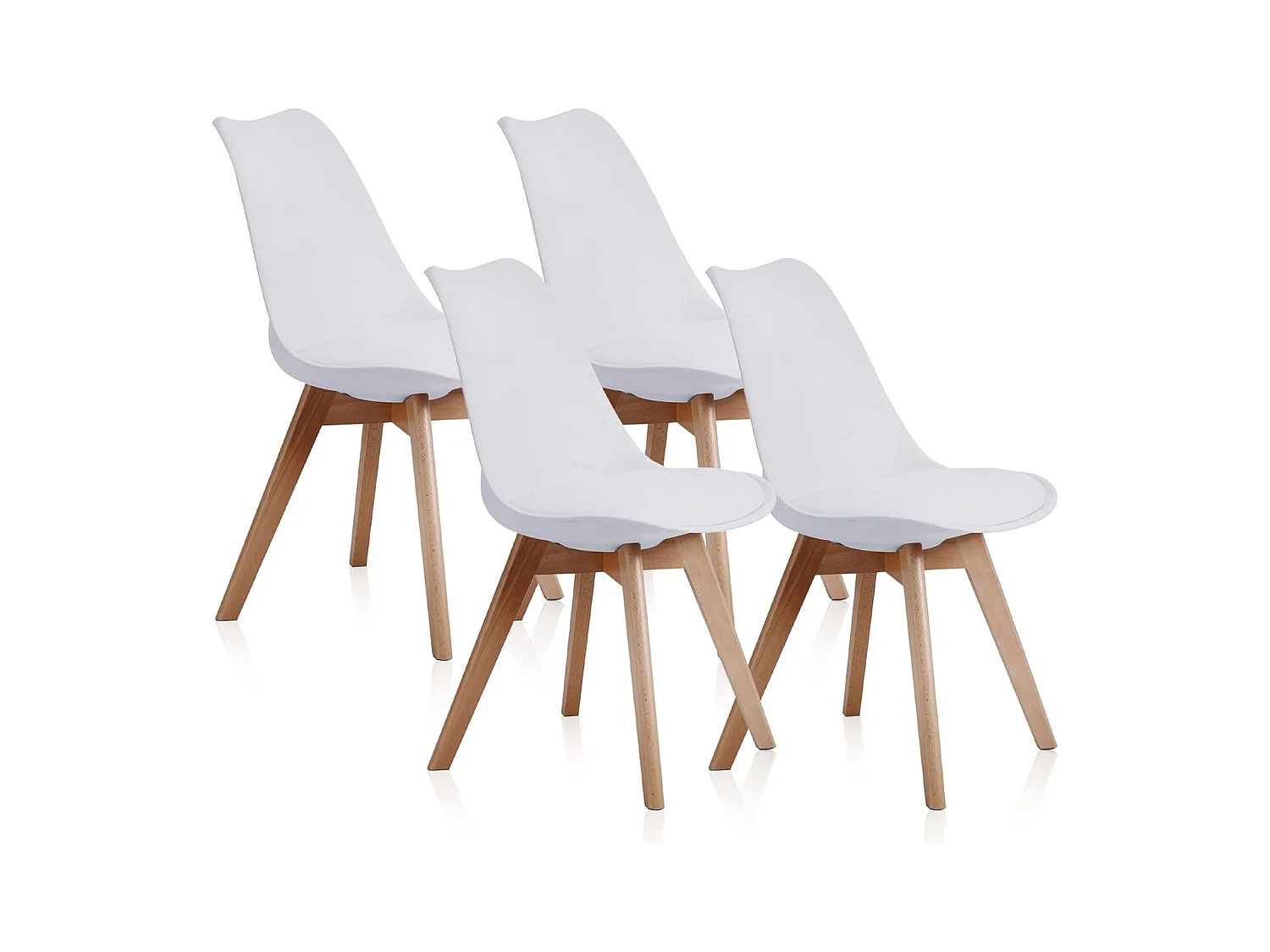 Juego de Comedor Estilo Nórdico: Mesa 100 cm + 4 Sillas Blancas 48 cm x 54 cm x 84 cm – Ideal para Decorar tu Hogar o Café