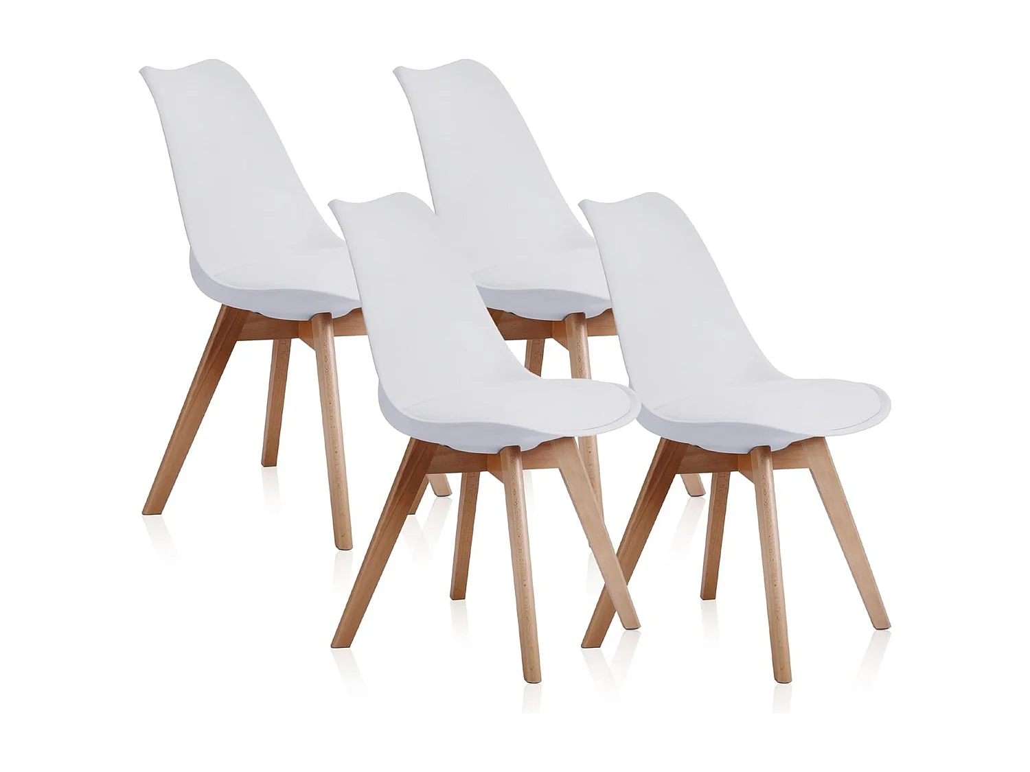 Juego de Comedor Estilo Nórdico: Mesa 100 cm + 4 Sillas Blancas 48 cm x 54 cm x 84 cm – Ideal para Decorar tu Hogar o Café
